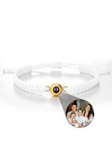 1 Stück personalisierte Foto-Projektions-Armband, rundes Projektions-Foto-Armband, buntes geflochtenes Projektions-Armband, geschlechtsneutrales Design, geeignet für Männer, Frauen, Paar, Familie, Freunde und Haustiere. Weihnachten, Halloween, Muttertag, Vatertag, Valentinstag und Geburtstagsgeschenk