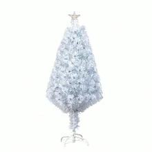 4ft 120 Branch Fiber Optic PVC Branch Iron Bracket Christmas Tree White, Halloween, Halloween Decoration - White - View 6