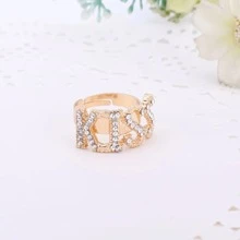 Damen Charme Braut Kristall Kuss Lippenstift Großer Buchstabe Halskette Ohrringe Ring Armband Klassisches Hochzeit Party Schmuckset