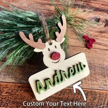 Customized Wooden Christmas Ornament, Deer Shaped Decoration, For Christmas Tree Or Car, Christmas Gift For Friends And Family