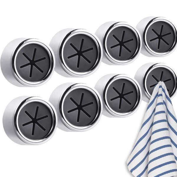 1/3/8 pièces Set de porte-serviettes adhésif - Auto-collant, gain d'espace, installation facile, organisateur de serviettes multifonctionnel pour la cuisine et la salle de bain avec pince à laver gratuite et crochet