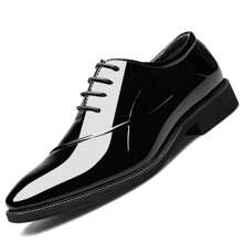 Men's Dress Shoes Classic Modern Formal Business Oxford Shoe X Stripe Comfortable Tuxedo Casual Lace Up Derbys Shoes For Men - 黑色 - 查看 1
