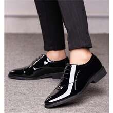 Men's Dress Shoes Classic Modern Formal Business Oxford Shoe X Stripe Comfortable Tuxedo Casual Lace Up Derbys Shoes For Men - 黑色 - 查看 7