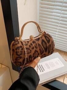 1pc Handbag With Brown Leopard Print, Exquisite And Compact Touch, Comfortable And Soft Space, Abundant Fashion, Simple And Design, Highly Attractive And High Texture, Suitable For Work, Shopping, Playing, Dating, Photography, Matching Clothes, Giving Gifts, Putting Loose Change, Mobile Phone Suitable For Girls To Use - Brown - View 1