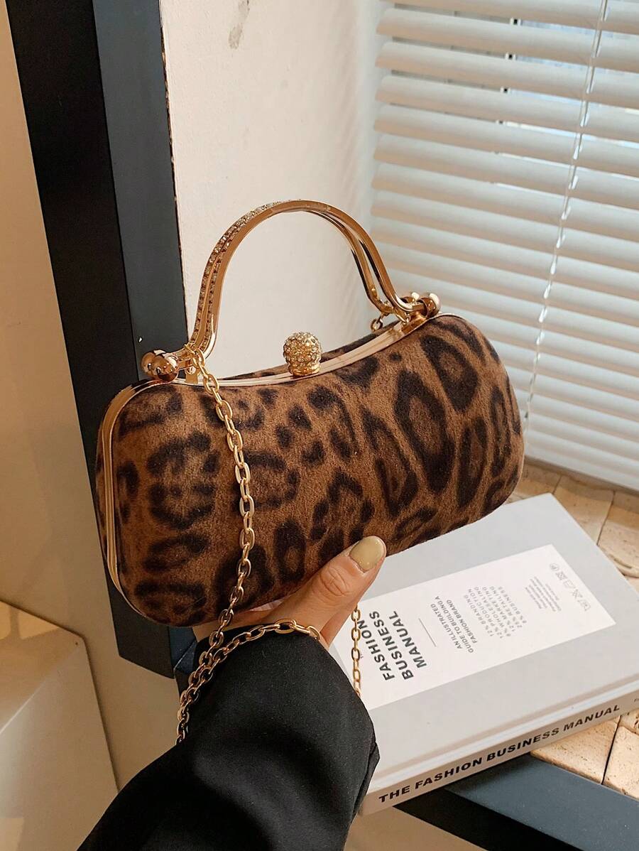 1pc Handbag With Brown Leopard Print, Exquisite And Compact Touch, Comfortable And Soft Space, Abundant Fashion, Simple And Design, Highly Attractive And High Texture, Suitable For Work, Shopping, Playing, Dating, Photography, Matching Clothes, Giving Gifts, Putting Loose Change, Mobile Phone Suitable For Girls To Use - Brown - View 1