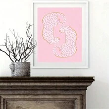 1 件帆布海报艺术印刷品 - 粉色和橙色豹纹动物印花 - 艺术装饰经典现代风格 - 墨水中号 - 无框壁挂装饰，适用于客厅、卧室、家庭办公室、室内和室外使用 - 彩色 - 查看 6