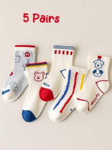 5 双儿童袜子，无缝防起球卡通动物图案，适合 4-14 岁女孩，四季穿着，秋冬 - 彩色 - 查看 8