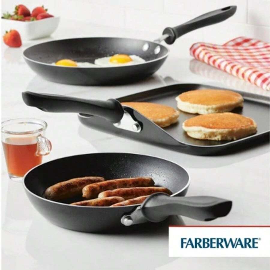 Sturdy & Nonstick: Reliance 3-Piece Aluminum Skillet & Griddle Set - Black, Perfect For Everyday Use - 黑色 - 查看 1