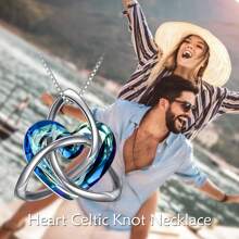 TOUPOP Quà tặng Ireland cho phụ nữ Dây chuyền Celtic Knot bằng bạc nguyên chất với mặt dây chuyền Trinity Knot pha lê Dây chuyền cho bé gái nhân dịp sinh nhật/tiệc/giáng sinh, bạc nguyên chất - Trái tim - Xem 2