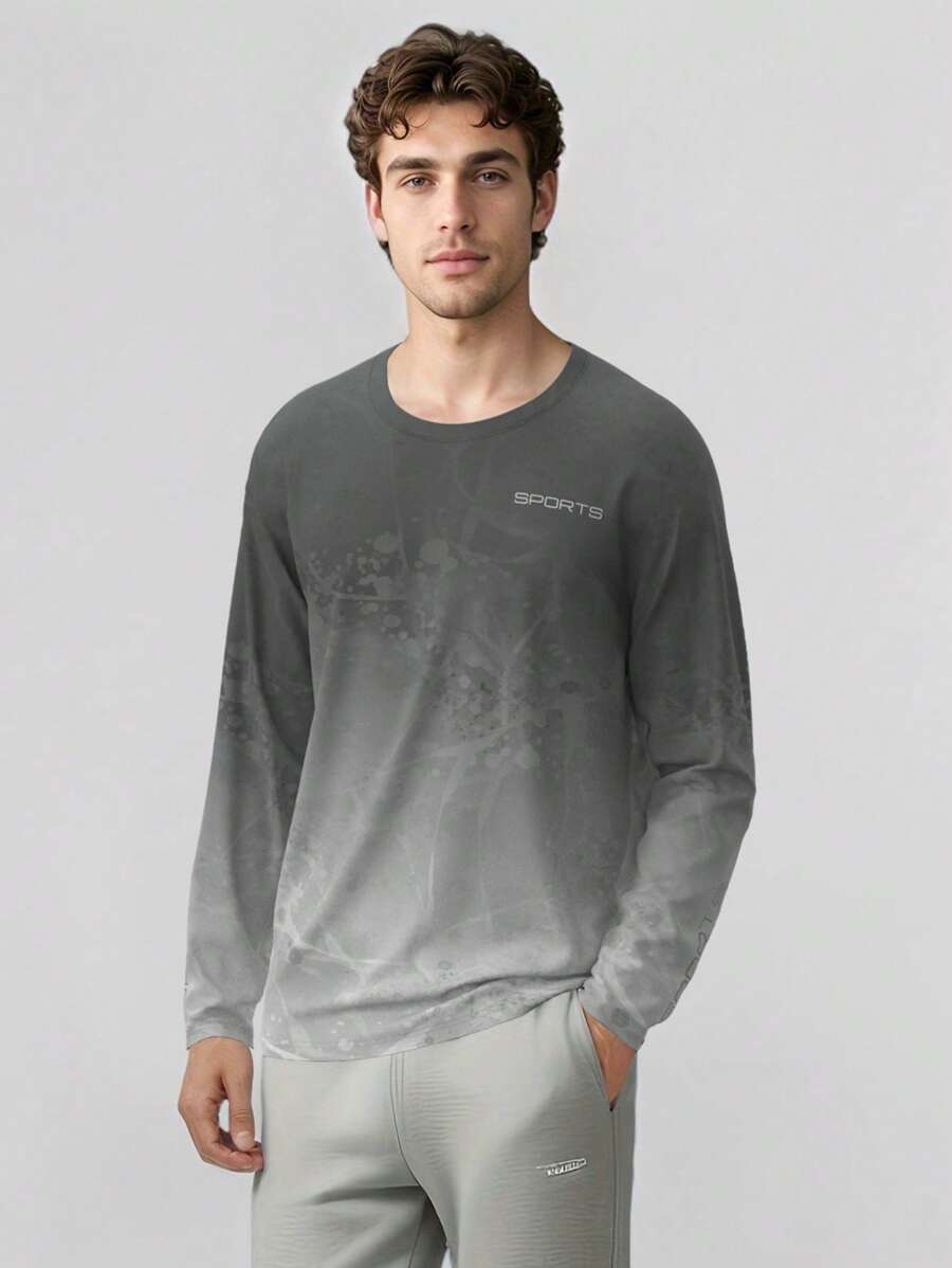 Męska sportowa koszulka z okrągłym dekoltem i długim rękawem, z nadrukiem cyfrowym 3D, wędkarstwem, wędrówkami, bieganiem, treningiem na świeżym powietrzu, wydajnością - Wielokolorowe - Zobacz 1