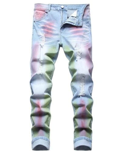 MICKASON Colored Men's Jeans Classic Rainbow Denim Men's Jeans - Stretchy, Comfortable And Stylish - Perfect For Everyday Casual Wear.