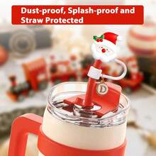 Vỏ ống hút Giáng sinh tùy chỉnh 1 chiếc, Nắp ống hút phù hợp với cốc thủy tinh 30 & 40 Oz, Vỏ bảo vệ đầu ống hút có thể tái sử dụng cho ống hút uống nước có đường kính 10mm/0,4 inch, Đầu ống hút đơn giản để ngăn bụi và sử dụng hàng ngày - nhiều màu - Xem 3