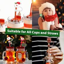 Vỏ ống hút Giáng sinh tùy chỉnh 1 chiếc, Nắp ống hút phù hợp với cốc thủy tinh 30 & 40 Oz, Vỏ bảo vệ đầu ống hút có thể tái sử dụng cho ống hút uống nước có đường kính 10mm/0,4 inch, Đầu ống hút đơn giản để ngăn bụi và sử dụng hàng ngày - nhiều màu - Xem 4