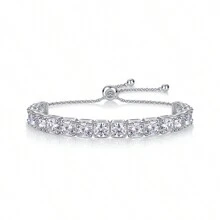 1件莫桑石925纯银女士手链，奢华时尚礼物，适合母亲节、情人节、婚礼、周年纪念日、生日等场合。 - 銀色 - 查看 15