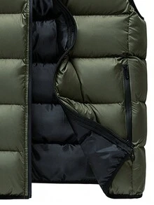 1 件男士冬季背心，附赠围巾，休闲宽松加厚外套，时尚 - 軍綠色 - 查看 4