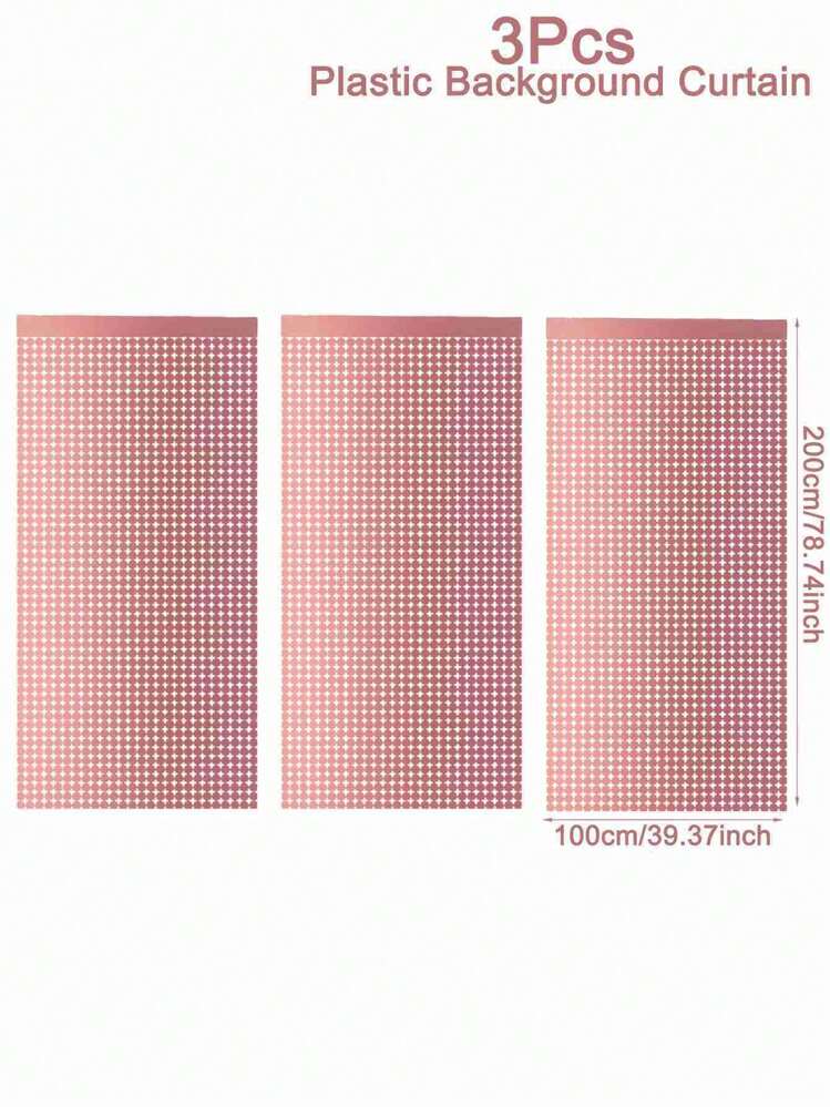 2 piezas/Paquete 100*200cm Cortina de plástico con estilo de cuadrados pequeños color oro rosa para decoración de fondo, telón de fondo para fiesta de cumpleaños, boda, graduación, fiesta festiva