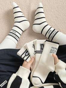 5 Paar Kindersocken, nahtlose Anti-Pilling Alltagssocken, gestreiftes Design für Jungen und Mädchen im Alter von 4-14 Jahren, geeignet für alle Jahreszeiten