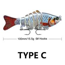 1 件多关节 7 节逼真软鱼饵，多段仿生逼真诱饵，带反射和可移动部件，适用于各种水况，渔具和钓鱼配件 - 彩色 - 查看 7