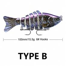 1 件多关节 7 节逼真软鱼饵，多段仿生逼真诱饵，带反射和可移动部件，适用于各种水况，渔具和钓鱼配件 - 彩色 - 查看 6