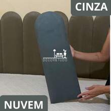 Kit 8 Cabeceira Nuvem Estofada De Cama Box Queen Modular Decoração Para Quarto 60x20 - Cinza - Visão 2