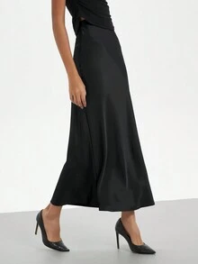 Se-Hore Fashion Women's Elastic Satin Finish Maxi Skirt, Suitable For All Seasons