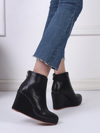 Women's Wedge Platform High Heel Ankle Short Boots