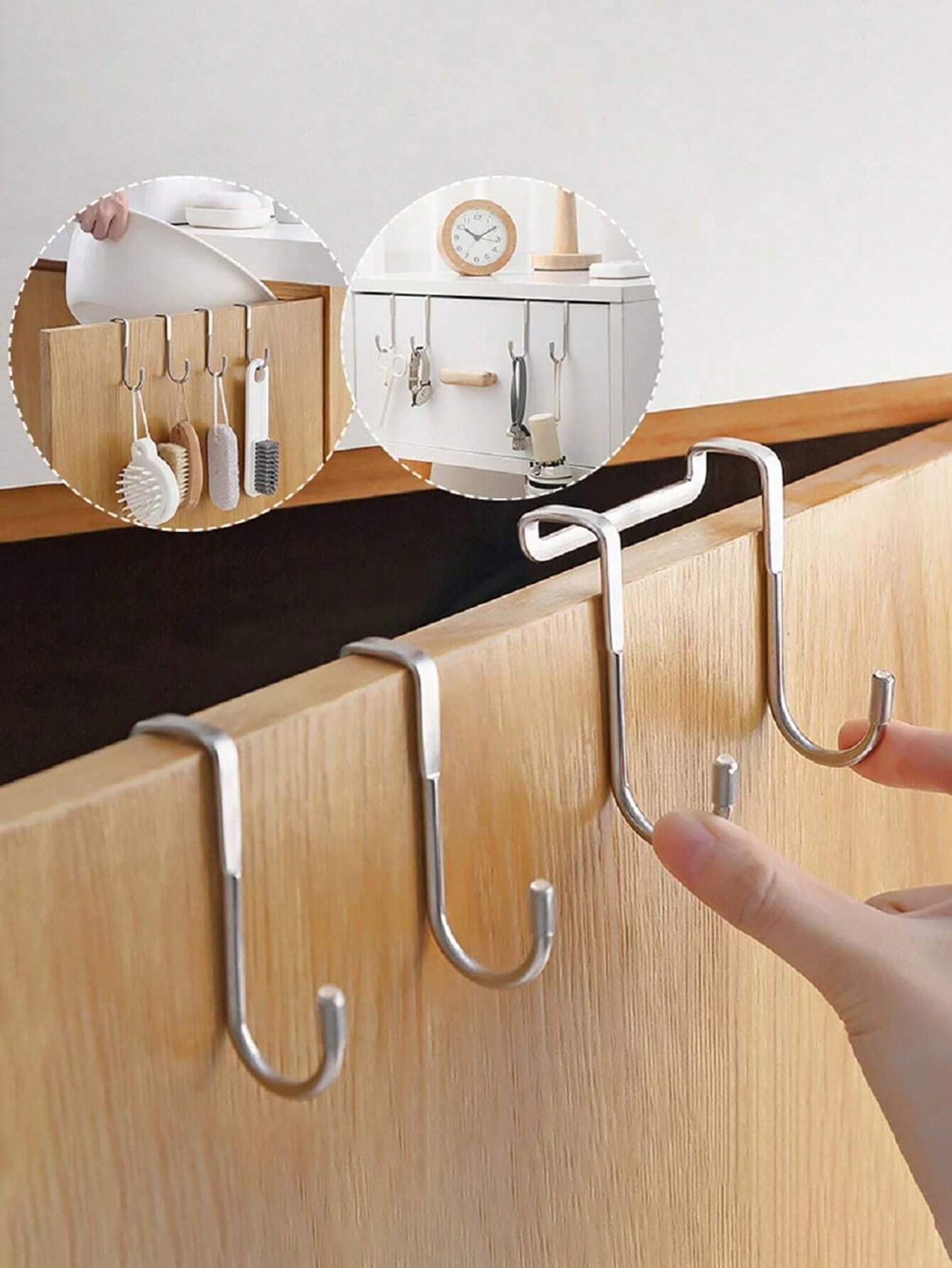 1/3 pièces Crochet double en acier inoxydable pour armoire de chevet