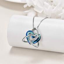 TOUPOP Quà tặng Ireland cho phụ nữ Dây chuyền Celtic Knot bằng bạc nguyên chất với mặt dây chuyền Trinity Knot pha lê Dây chuyền cho bé gái nhân dịp sinh nhật/tiệc/giáng sinh, bạc nguyên chất - Trái tim - Xem 5