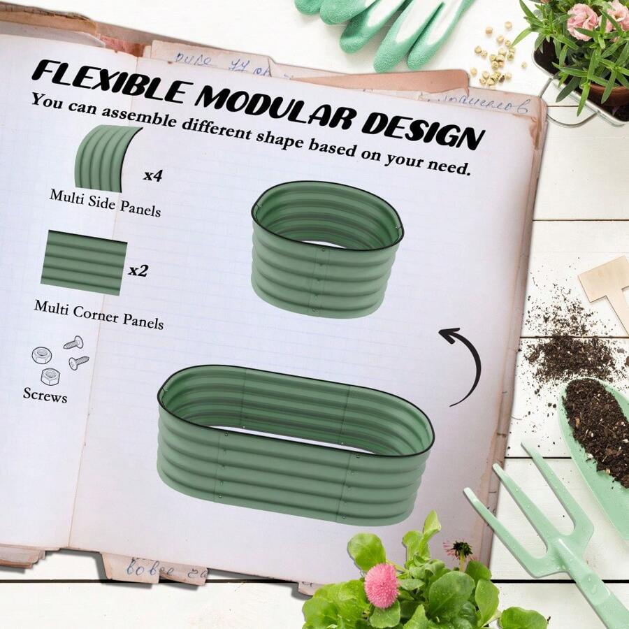 Outsunny 3.4' X 2' X 1' Galvanized Raised Garden Bed Kit, Outdoor Metal