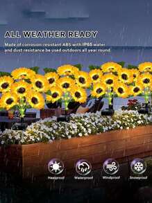 2 件 6 头太阳能花园灯，向日葵户外太阳能灯，适合户外使用，鲜艳的大向日葵和明亮的 24 个 LED，适用于庭院小径花园装饰太阳能户外灯。 - 彩色 - 查看 10