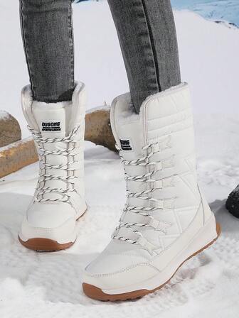 女式冬季雪地靴 - 温暖、高品质、防滑中筒登山鞋，配有人造毛皮衬里和 TPR 外底，适合户外探险，高品质鞋类