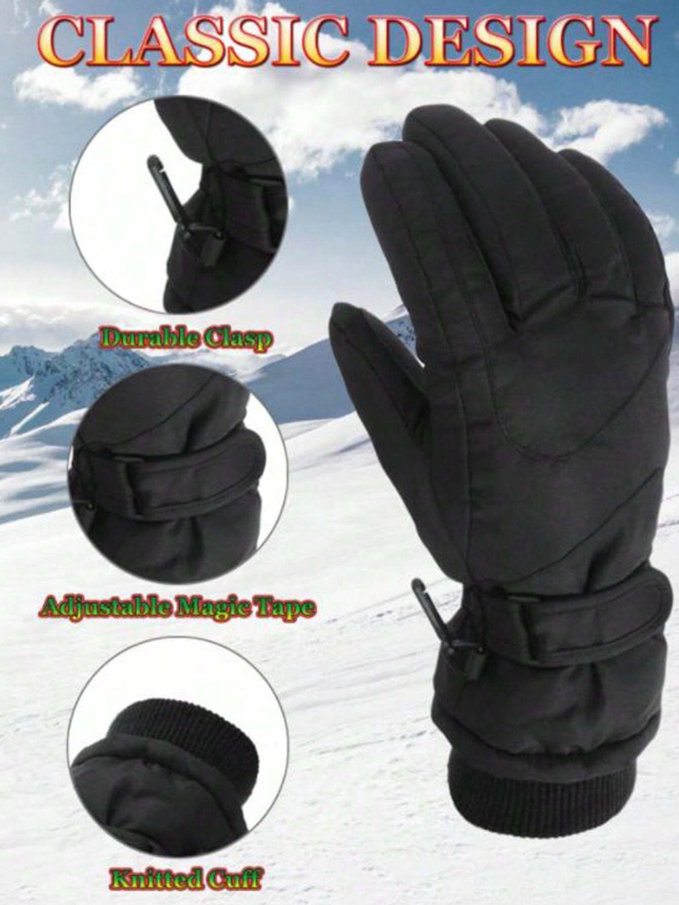 1 Pair Children Winter Waterproof & Windproof Snow Gloves, Warm Ski