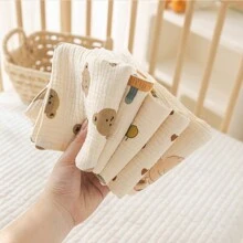 1/3/5pcs 4-Layer Gauze Children Towels, Random Color Baby Burp Cloths Bibs For Nursery And Toddlers - Multicolor - View 3