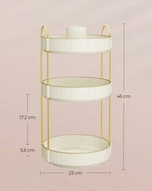 SONGMICS Makeup Organizer, 3-Tier Round Rotating Skincare Organizer Countertop, Customizable, Toiletries Vanity Organizer, Lazy Susan, Gift - 白色 - 查看 6