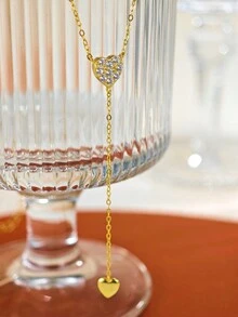 1 chiếc vòng cổ hình giọt nước đính đá Opal & Zirconia giả bạc Sterling 925 cổ điển có 4 chấu, mặt dây chuyền tua rua hình chữ Y, món quà trang sức sang trọng tinh tế thời trang dành cho phụ nữ, ngày lễ tình nhân - Vàng - Xem 5