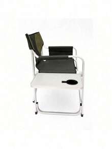 1-Piece Padded Folding Outdoor Chair With Side Table And Storage Pockets,Lightweight Oversized Directors Chair For Indoor, Outdoor Camping, Picnics And Fishing,Black/Grey - Xanh lá cây + Nhôm-4 - Xem 5