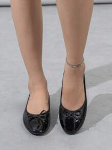 Elegant Bowknot Flat Shoes, Round Toe, Colorblock, Soft & Breathable Sole, Comfy, Versatile Casual Wear For Women, Mothers And Grandmothers