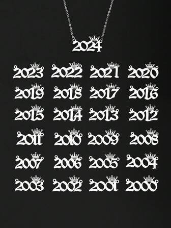 1pc Fashion Popular Silver Stainless Steel Birthday Year Letter Pendant Necklace For Teen Birthday Gift For Daily Life