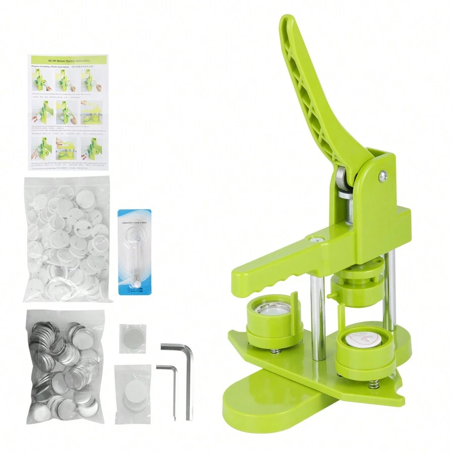 25mm Badge Pin Button Maker Machine DIY Badge Press Machine Set With 100pcs Button Parts+Cutter - 綠色 - 查看 1