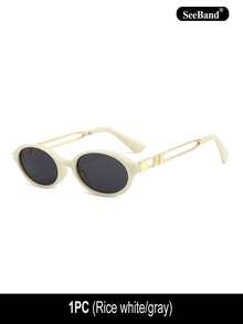 SeeBand 复古椭圆形时尚眼镜，适合女士、男士、时尚窄圆形时尚眼镜，Y2K 设计师复古太阳镜，街头风格，适合毛衣夹克、运动衫、连帽衫、皮裤和工装裤 - 彩色 - 查看 18