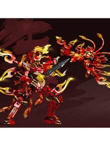 Transformable Robotic Toy Set Of Divine Beast Mecha Blocks, Featuring White Tiger And Azure Dragon. Handmade DIY Plastic Granule Assembly Model With 530 Pieces. - Multicolor - View 10