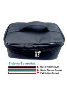 Lancheira Frasqueira Porta Marmita Térmica Marmiteira Com Porta Talheres Nacional 3 camadas 26x16x10 cm