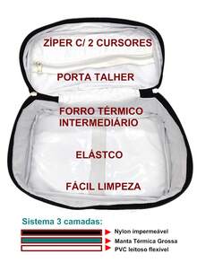 Lancheira Frasqueira Porta Marmita Térmica Marmiteira Com Porta Talheres Nacional 3 camadas 26x16x10 cm