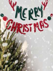 1set/1pc Merry Christmas Elderly Deer, Snowman, Gingerbread Man Felt Pull Flag Party Decorative Garland, Halloween, Halloween Decoration