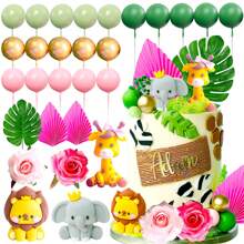 LaVenty Gender Reveal Party Cake Decorations Two Wild Cake Wild One Cake Topper Jungle Cake Decorations Wild One Cake Topper 1st Birthday  Zoo Animal Cake Toppers
