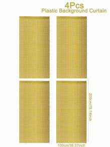 2 件/包 39.4*78.7 英寸纯色金属背景窗帘，金属金色塑料方形流苏窗帘，适用于生日、婚礼、毕业典礼、节日派对背景装饰、圣诞节 - 金色 - 查看 7