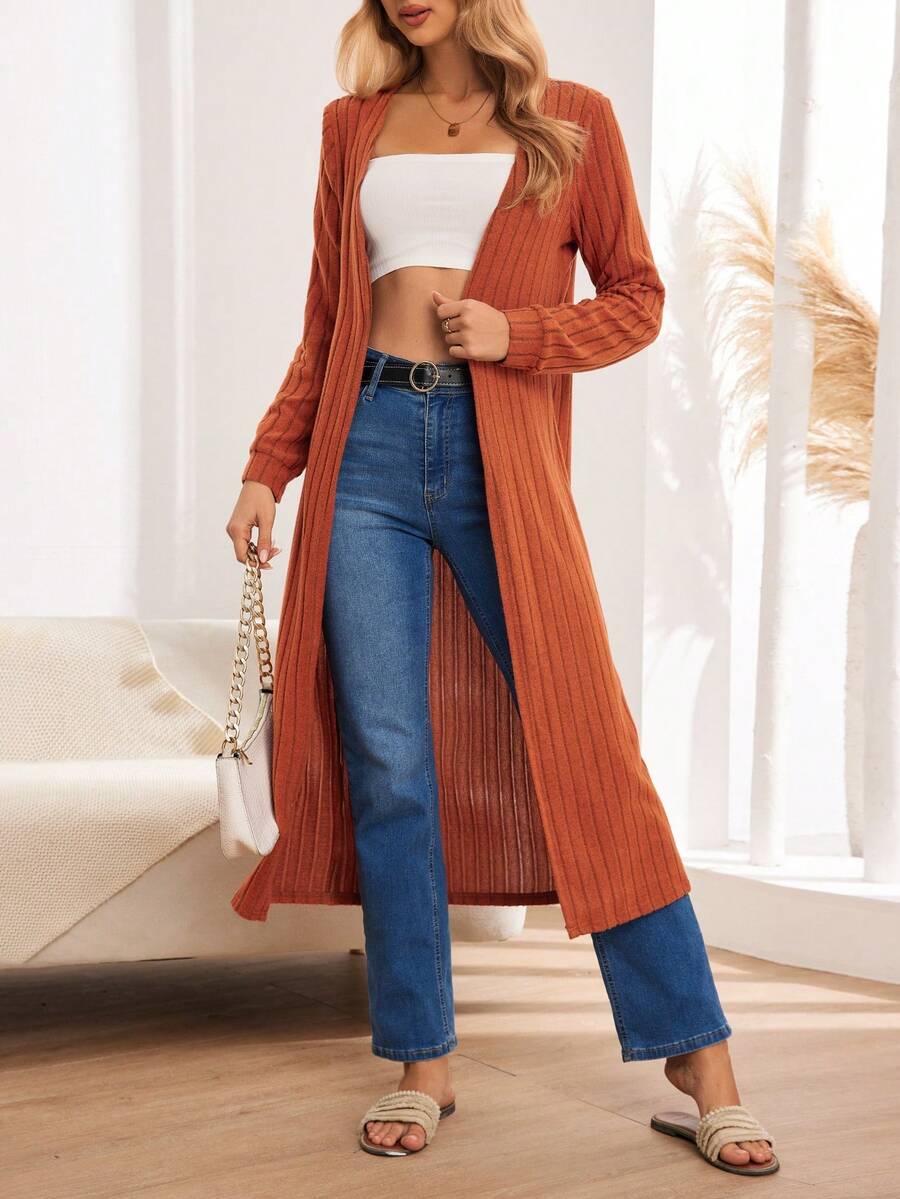Women's Elegant Pocket Long Cardigan Sweater, Hot For Spring & Autumn