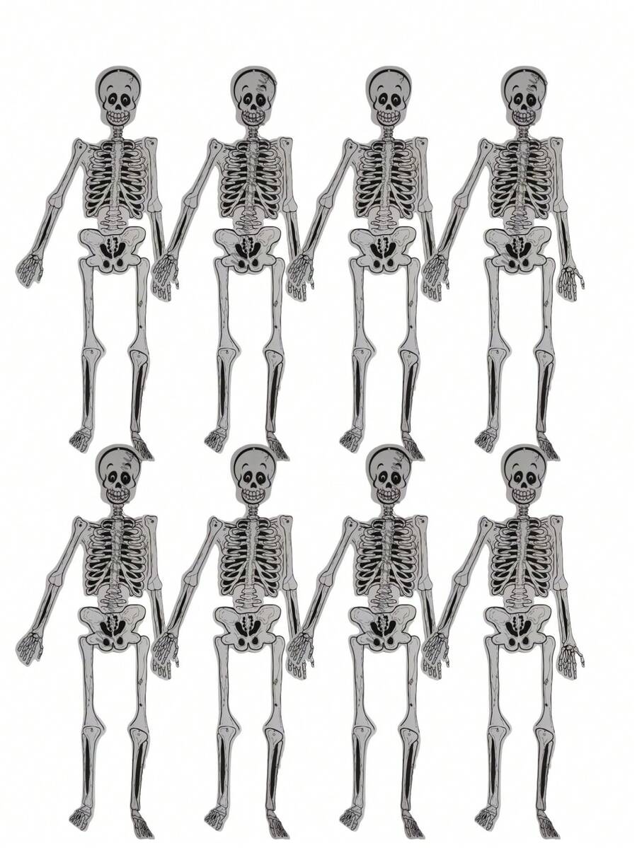 Calavera Para Vestir Grande 1m De Alto Decoracion Dia de Muertos Catrin, Catrina Esqueleto 10pzs Vestido Calaberitas - Blanco y Negro - Ver 1