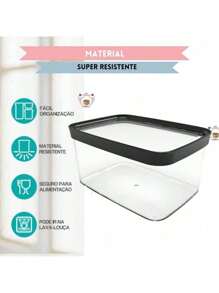Conjunto Com 3 Potes Herméticos Cozinha 2,5 Litros  Kit Com 3 potes Hermeticos 2500ml Porta Mantimentos para grãos arroz ração Resistente
