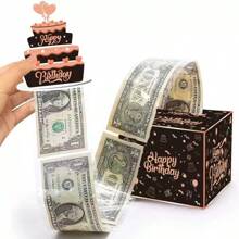 1 Set Caja de dinero Feliz Navidad Feliz Cumpleaños para regalo en efectivo, soporte con explosión sorpresa con tarjeta y 30 bolsas de plástico con adhesivo, ideas únicas de rollo de dinero DIY - Multicolor - Ver 7